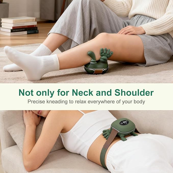 Human-Like Neck Massager with Heat for Pain Relief Deep Tissue Cordless 4D Kneading Neck and Shoulder Massager Back Massager with Bionic fingers Massage and Screen Ideal Gifts for Women Men