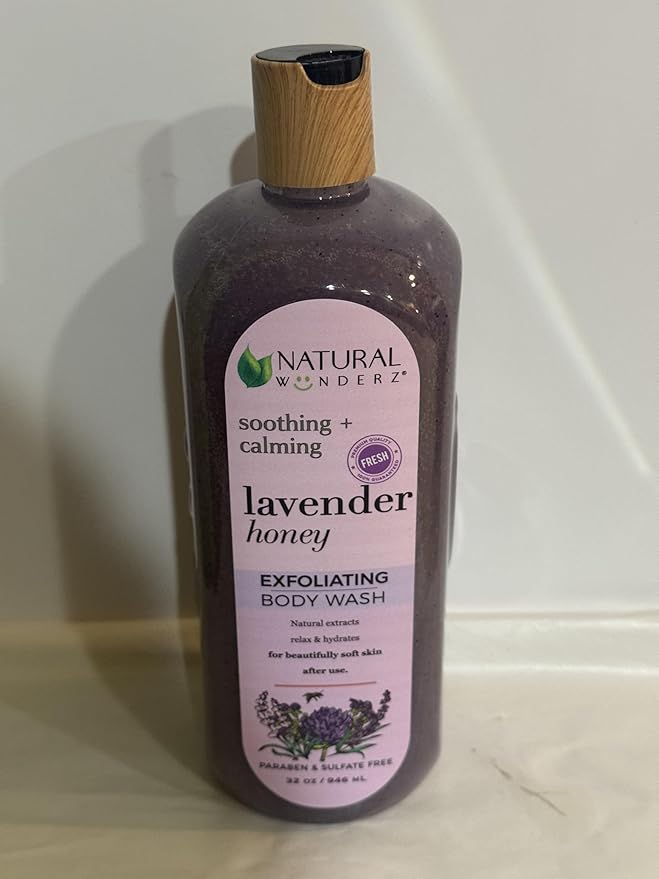 Natural Wunderz Lavender Honey Exfoliating Body Wash Soothing and Calming 32 Fl Oz