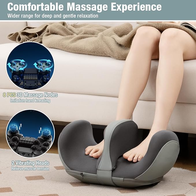 ARLIME Foot Massager with Heat Electric Deep Kneading Waist Massager with Vibration for Pain Relief Blood Circulation Foot and Calf Massage Gifts