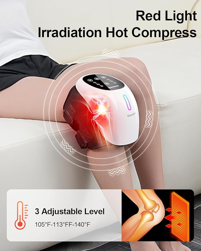 Knee Massager with Heat &amp Ice Pack Cordless Infrared Massager for Knee Pain Relief Adjustable Portable Device for Shoulder Elbow Joint Stiffness Ideal Gift for Men&ampWomen Parents