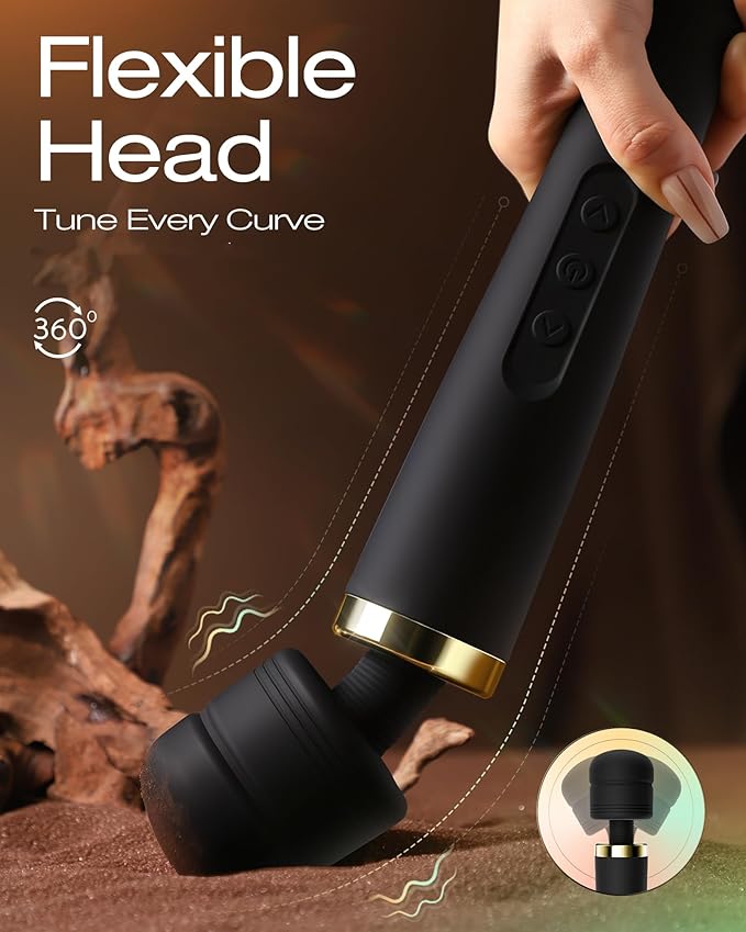 Premium Personal Massagers Woman - Toendi Advanced AI-Sync App Massager Waterproof Body Massager with 8 Speeds &amp 5 Modes 360° Head Massager Muslce Massage Tools Massagers for Women Men Black