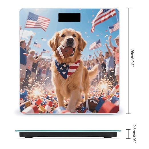 Patriotic Dogs Weight Scale Cute Bathroom Scale for Body Highly Accurate Digital Weighing Machine for People Compact LCD Display Scales with Sturdy Toughened Glass Scales