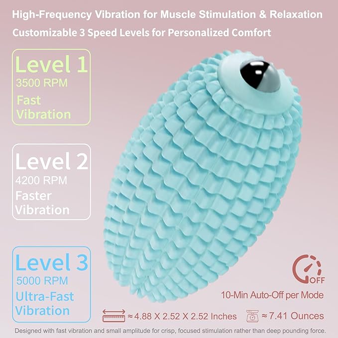 Vibrating Massage Ball for Plantar Fasciitis Silicone Trigger Point Myofascial Massage Ball Deep Tissue Roller for Back Neck Foot Muscle Recovery Hip &amp Psoas Release Tool (Blue)