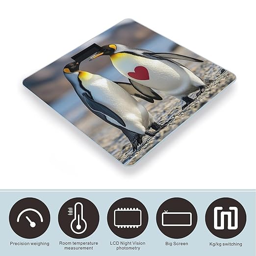 Penguin with Heart Scale for Body Weight Digital Bathroom Scale Accurate Smart Weight Scales with Large Display Weighing Machine High Precision Scales
