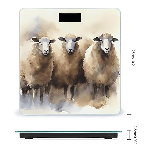 Sheeps Watercolor Bathroom Scale Rounded Smart Scale for Body Weight Automatic Power On/Off Weight Scales Accurate Bathroom Digital Scales for Pet Home Bedroom Kitchen