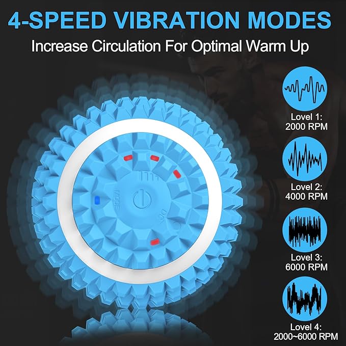 Uppye Vibrating Massage Ball for Pain Relif Lacrosse Balls Deep Tissue Trigger Point Therapy for Plantar Fasciitis Pain Relief Muscle Pain for Myofascial Release Ball