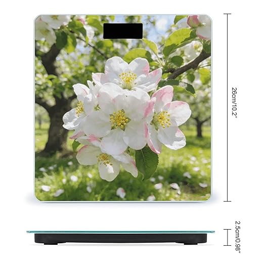 Apple Blossom Smart Scale for Body Weight Digital Bathroom Scale Toughened Glass Weight Scale with Large LCD Backlight Display High Precision Scales Weighing Machine