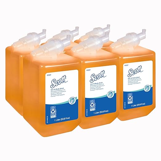 Scott® Luxury Foaming Hair and Body Wash (91557) Citrus Scent Shampoo Yellow / Clear 1.0 L Bottles 6 Bottles / Case