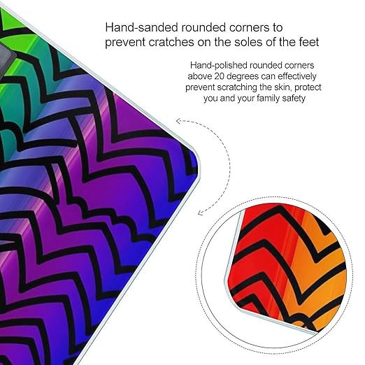 Digital Bathroom Scale for Body Weight Scale with Bright LCD Display High Accuracy Step-On Technology Auto On/Off Gay Pride Rainbow Pattern Digital Scales 400 Lbs /180kg