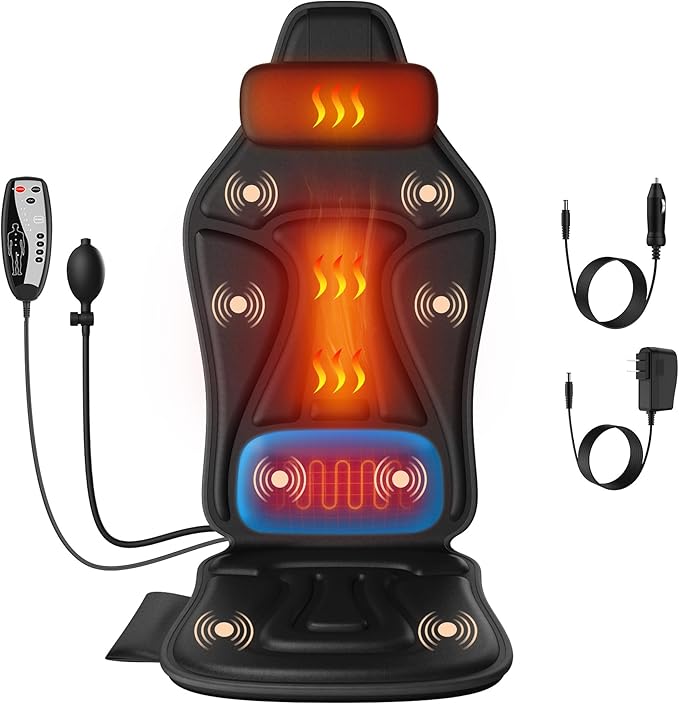 Vibration Back Massager for Chair with Heat Massage Chair Heating Pad with Lumbar Traction Seat Massager for Seniors Office Workers &amp Family Fatigue &amp Pain Relief in Office Home Use