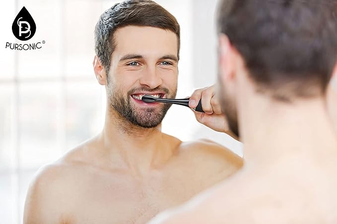 Pursonic Whitening USB Rechargeable Sonic Toothbrush-12 Brush Heads!- 38000 Brush Strokes Per Minute-3 Brushing Modes with 2 Minute Auto Timer (Black)