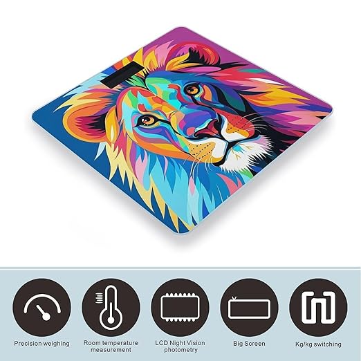 Colorful Lion Scale for Body Weight Digital Bathroom Scale Toughened Glass High Precision Scales for Body Weight with Large LCD Backlight Display Weight Scales