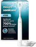 Philips Sonicare 4100 Series Electric Toothbrush - Sonic Toothbrush with Advanced Sonic Technology Pressure Sensor Two Intensity Settings Smartimer &amp Quadpacer White Model HX3681/23