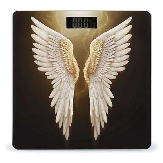 Angel Wing Scale for Body Weight Safe Rounded Corners Tempered Glass Digital Bathroom Scale LED Display 400lb Capacity Weight Scales with High Precision Sensors