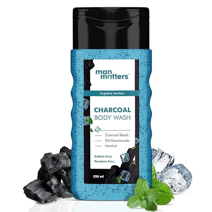 TV 3 in 1 Action Charcoal &amp Menthol Body Wash | With Menthol 5% Niacinamide &amp Activated Charcoal Beads | For Instant Cooling Odor Protection &amp Improves Skin texture | 250ml