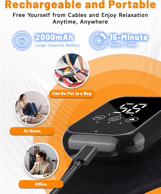 Massager 2026 Foot Relief Massager Portable Feet Relieve Machine Foot Massager for Neuropathy 3 Massage Modes 3 Heat Level Rechargeable Just 15 Minutes a Day (1PCS)