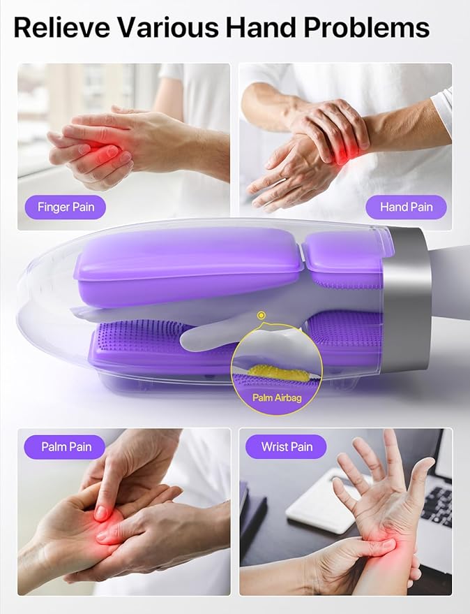 RIKE Hand Massager 6 Modes 6 Intensities Hand Massager with Heat and Compression Arthritis and Carpal Tunnel Valentines Day Gifts for WomenWhite Elephant Gifts for Adults (White)