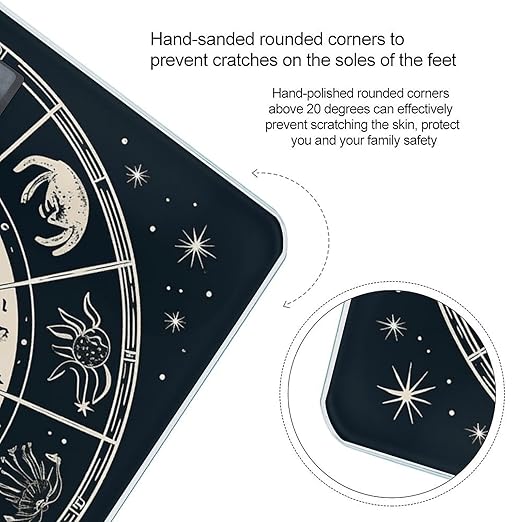 Astrological Sign Scale for Body Weight Anti-Slip Sturdy Tempered Glass Weighing Machine Highly Digital Accurate Bright LCD Bathroom Scale for Household Gift