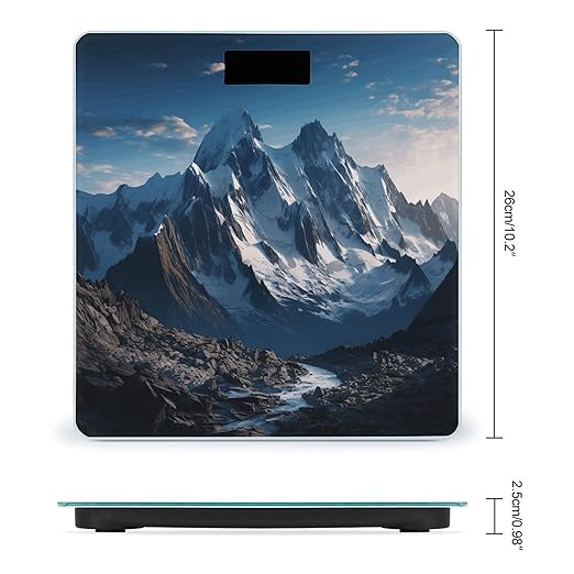 Melting Snow Mountain Scale for Body Weight Anti-Slip Tempered Glass Digital Bathroom Scales Clear LCD Display Weighing Scale Safe Rounded Corners Smart Scales