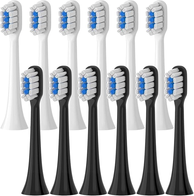 Replacement Brush HeadsCompatible for Xiaomi Mijia T301 T302 T501 /501CSonic Electric Toothbrush Head Soft Bristle(T301-302-WH6BK6)