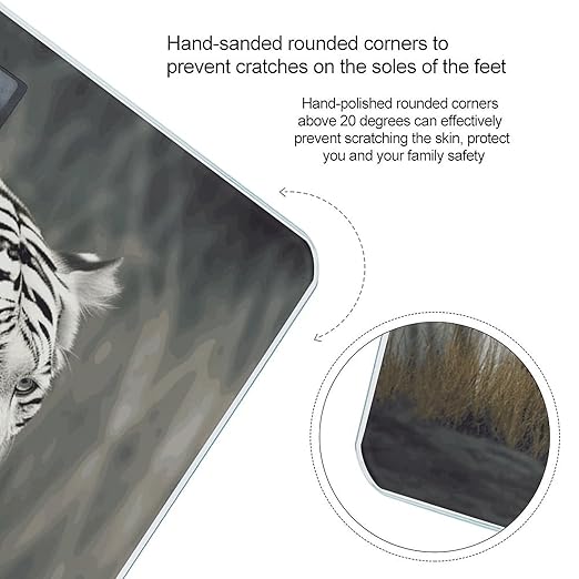 White Tiger Bathroom Scale for Body Weight with High Precision Large LCD Backlight Display Digital Weighing Scale with BMI Capacity Up to 180kg