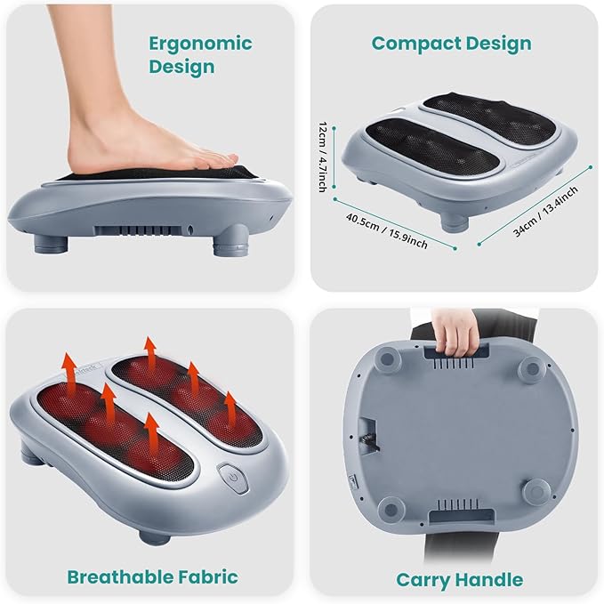 Nekteck Foot Massager with Heat Heated Foot Massager for Plantar Fasciitis Pain Relief and Circulation Shiatus Electric Under Desk Feet Massager Machine Gifts for Men Woman Him Her Mon Birthday