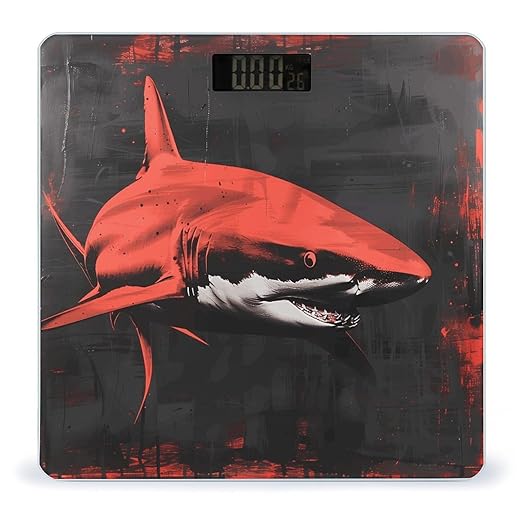 Red Black Shark Bathroom Scale Automatic Power On/Off Body Scales LCD Backlight Display Square Digital Scale Rounded Corners Bathroom Scales for Home Bedrooms