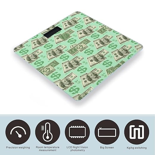 Money Weight Scale Large Bathroom Scales Digital Weight with Bright LED Display Non Slip Automatic Weighing Scale Fashion Weighing Machine for Body