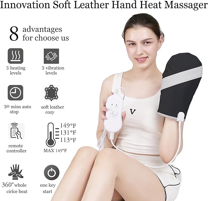 Electric Hand Massager Machine for Carpal Tunnel Pain Relief with 3 Modes Intensities 3 Heat Levels Fingers MassageBirthday Gifts for Women HusbandGifts for Women Men (Single)
