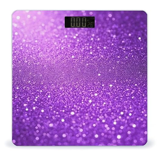 Smart Scale for Body Weight Automatic Switch Digital Bathroom Weighing Scale Purple Glitter Sparkle Pattern