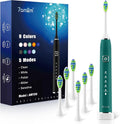 7AM2M Sonic Electric Toothbrush with 6 Brush Heads for Adults&ampKids One Charge for 120 Days Wireless Fast Charge 5 Modes 40000VPM Powered Toothbrush 2 Minutes Built in Smart Timer - Peacock Gr