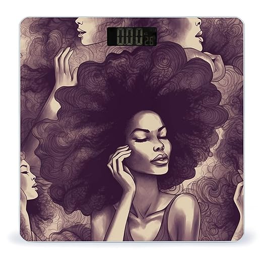 African Hair Black Women Scale for Body Weight Highly Accurate Digital Bathroom Scale Sturdy Tempered Glass Weighing Scales with LCD Display Fashion Body Fat Smart Scales 400lb