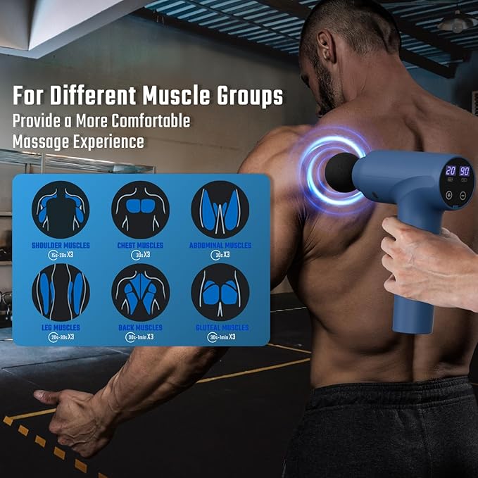 cotsoco Massage Gun Deep Tissue Muscle Massage Gun Back Massager for Pain Relief 20 Speeds Handheld Electric Massager Tool with Silent Brushless Motor Suitable for Gym Office Home Travel