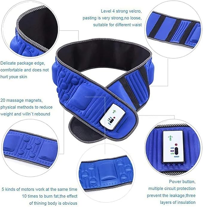 Automatic Abdominal Massager Body Vibrating Slimming Belt Belly Muscle Waist Trainer Massager with 2 Gear Speed Adjustable for Abdominal Back Neck and Legs Pain Relief