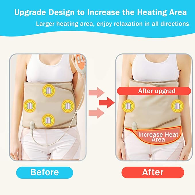 Electric Slimming Belt with Hot Compress360° Full CircleHeating4 Massage Modes Widening Relieve Belly Waist Pain Must Plug in Use Free Measuring Ruler for Women &amp Men