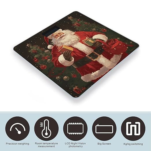 Santa Claus Scale for Body Weight Sturdy Tempered Glass Weighing Scales with LCD Display Accurate Digital Bathroom Scale Convenient Body Fat Smart Scales 400lb