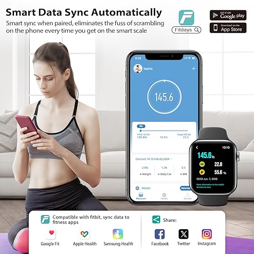 ABLEGRID Digital Smart Bathroom Scale for Body Weight and Fat PercentageBody Fat Scale with BMI Large LCD DisplayAccurate Body Composition AnalyzerWeighing Machine for People with Fitness App400lb