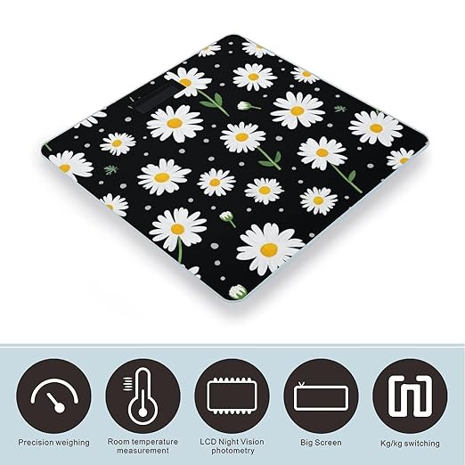 Smart Scale for Body Weight Digital Bathroom Weighing Scale Energy Saving Scale Daisy Flower Floral Polka Dot