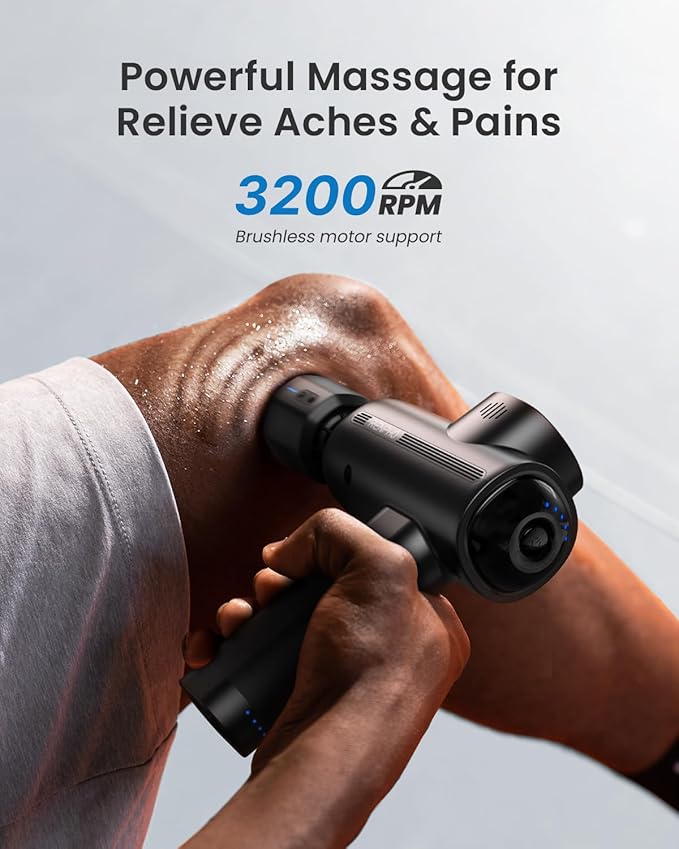 RENPHO Active Thermacool Deluxe Massage Gun Deep Tissue with Charging Stand Back Massager with Heat and Cold Head Percussion Body Muscle Masajeador for Athletes Pain Relief