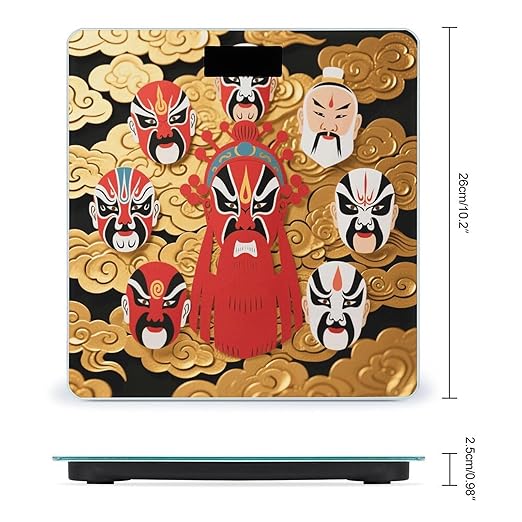 Digital Bathroom Scale for Body Weight Scale with Bright LCD Display High Accuracy Step-On Technology Auto On/Off Peking Opera Masks Digital Scales 400 Lbs /180kg