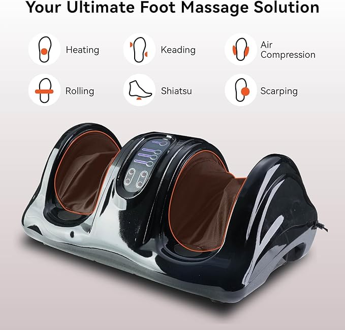 Premium Shiatsu Foot Massager with Remote Control Deep Kneading Rolling &amp Heat Therapy for Feet Ankles &amp Legs Plantar Fasciitis &amp Neuropathy Pain Relief Gift for Men/Women/Parents (Bl