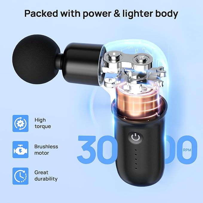 Super Mini Massage Gun Deep Tissues Percussion Muscle Massager Compact Sports Travel Massage Gun Portable Massager Gun for her him Black