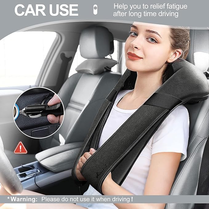 Mirakel Shiatsu Neck &amp Back Massager with Heat - Deep Tissue Neck Back &amp Shoulder Pain Relief - Ergonomic Design Shoulder Massager Electric Kneading Whole Body Massage Pillow Gifts for Women