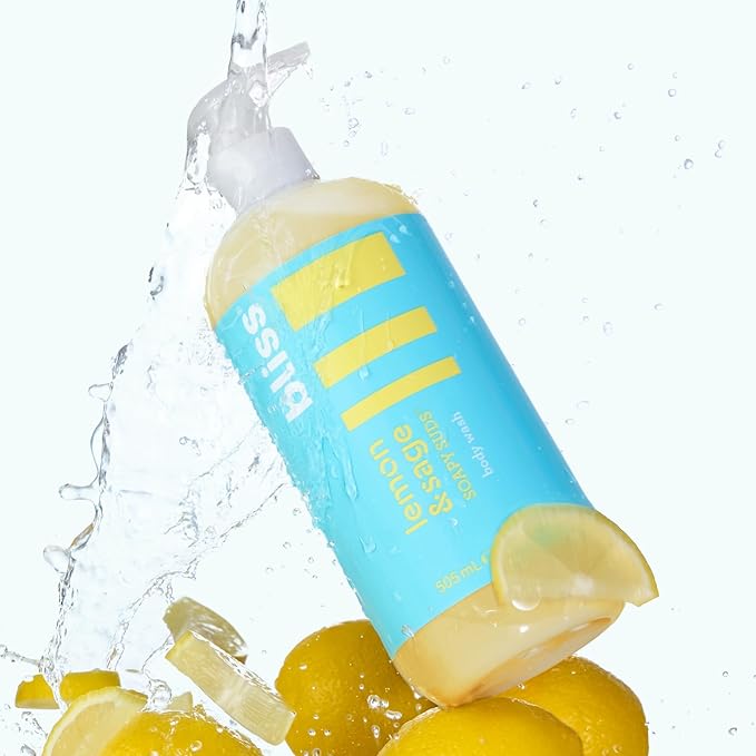 Bliss Soapy Suds Body Wash - Lemon and Sage - 17 Fl Oz - Gentle and Hydrating for Supremely Soft Skin - Paraben Free - Vegan &amp Cruelty Free (Pack of 2)