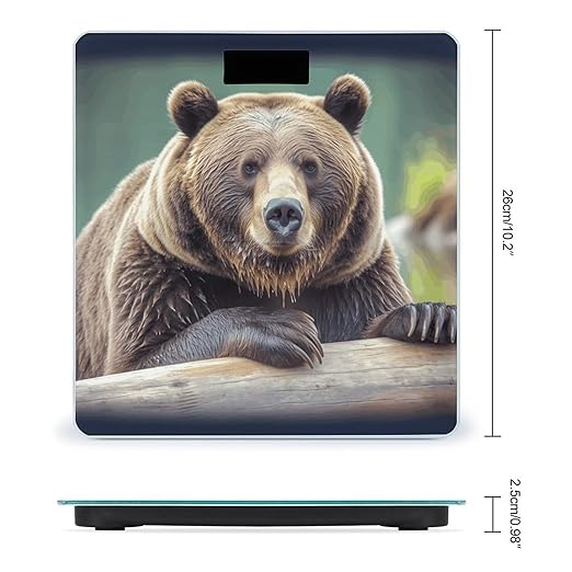Grizzly Bear Bathroom Scale Large LCD Backlight Display Digital Scale Rounded Corners Body Scales Automatic Power On/Off Bathroom Scales for Home Bedrooms