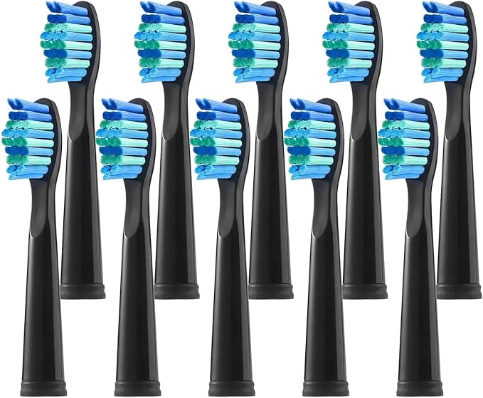 Replacement Brush HeadsCompatible for Seago for Fairywill Electric Toothbrush Head(10pcs Black)