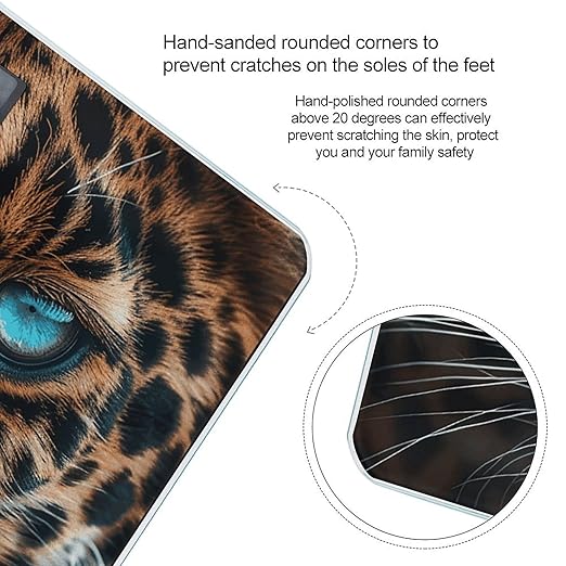 Leopard Face Scale for Body Weight Accurate Digital Bathroom Scale Toughened Glass High Precision Scales Smart Weight Scales with Large LCD Backlight Display Weighing Machine