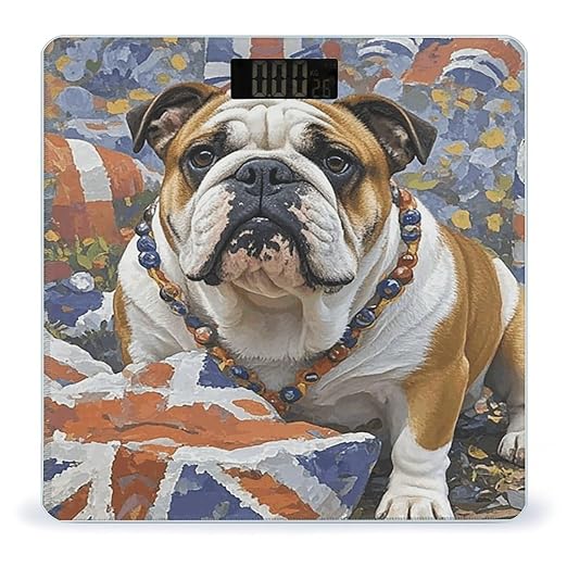 English-Bulldog Bathroom Scale Ultra-Bright Liquid Crystal Screen Weight Scale Accurate Bathroom Body Scales for Body Weight Bathroom Pet Home Bedroom Gift-Giving