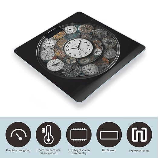 Clock Art Scale for Body Weight Digital Bathroom Scale Precision Smart Weighing Scales with Clear LED Display Accurate High Precision Scales Weighing Machine