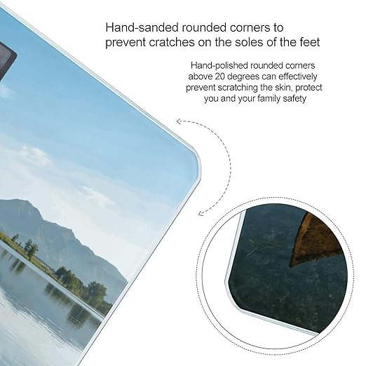 Canoe Lake Weight ScaleClear LED Display Bathroom Digital Weighing ScaleTempered Glass Digital Bathroom Scale for Body Weight Capacity Up to 400 Lbs